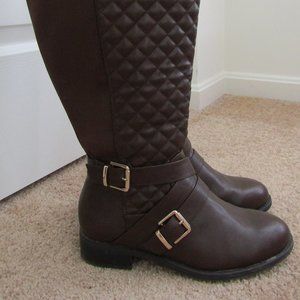 Brown Calf High Quilted Boots